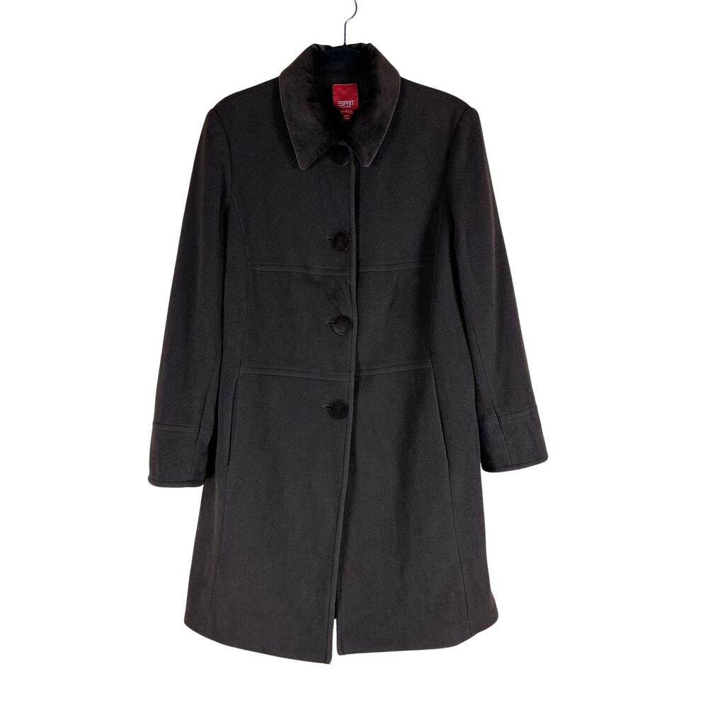 Esprit Wool Blend Coat Women’s Large Classic Button Front Winter Outerwear